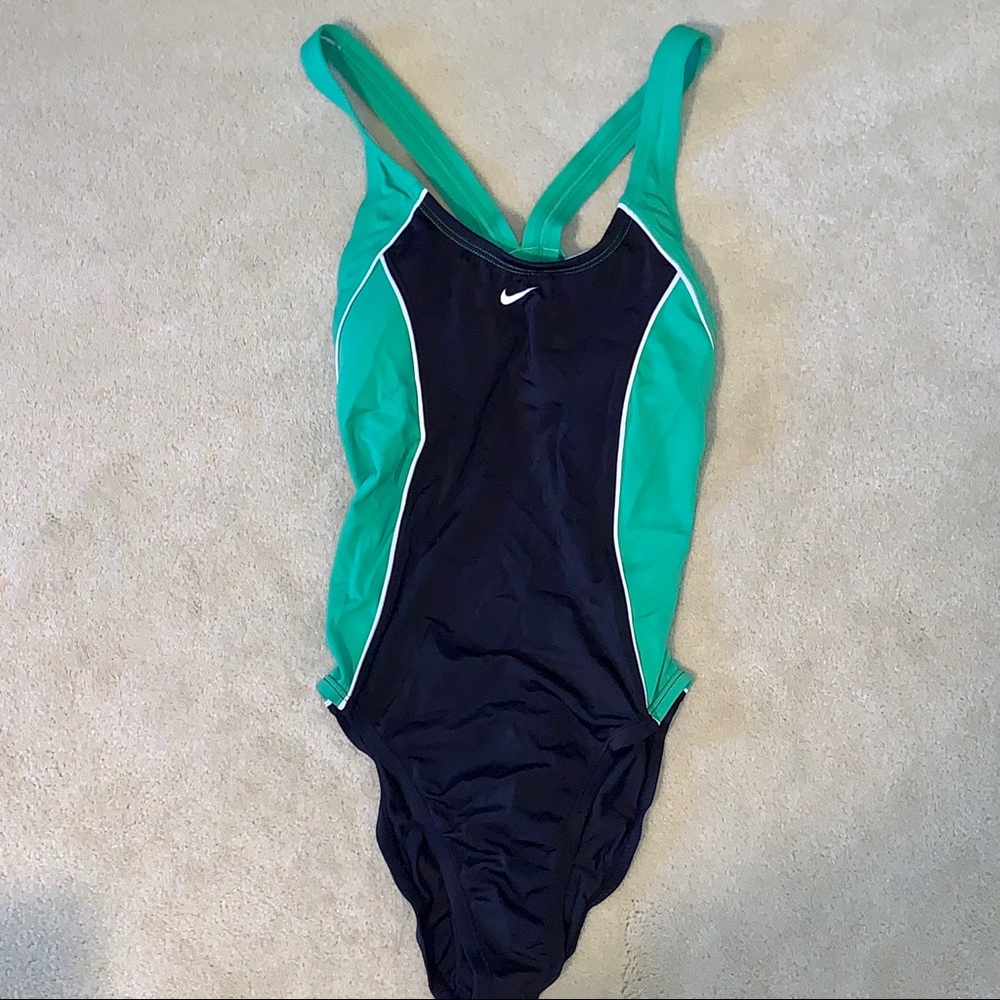 Nike Green and Black One-Piece Swimsuit